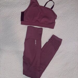 Mauve gymshark seamless leggings and sports bra set
